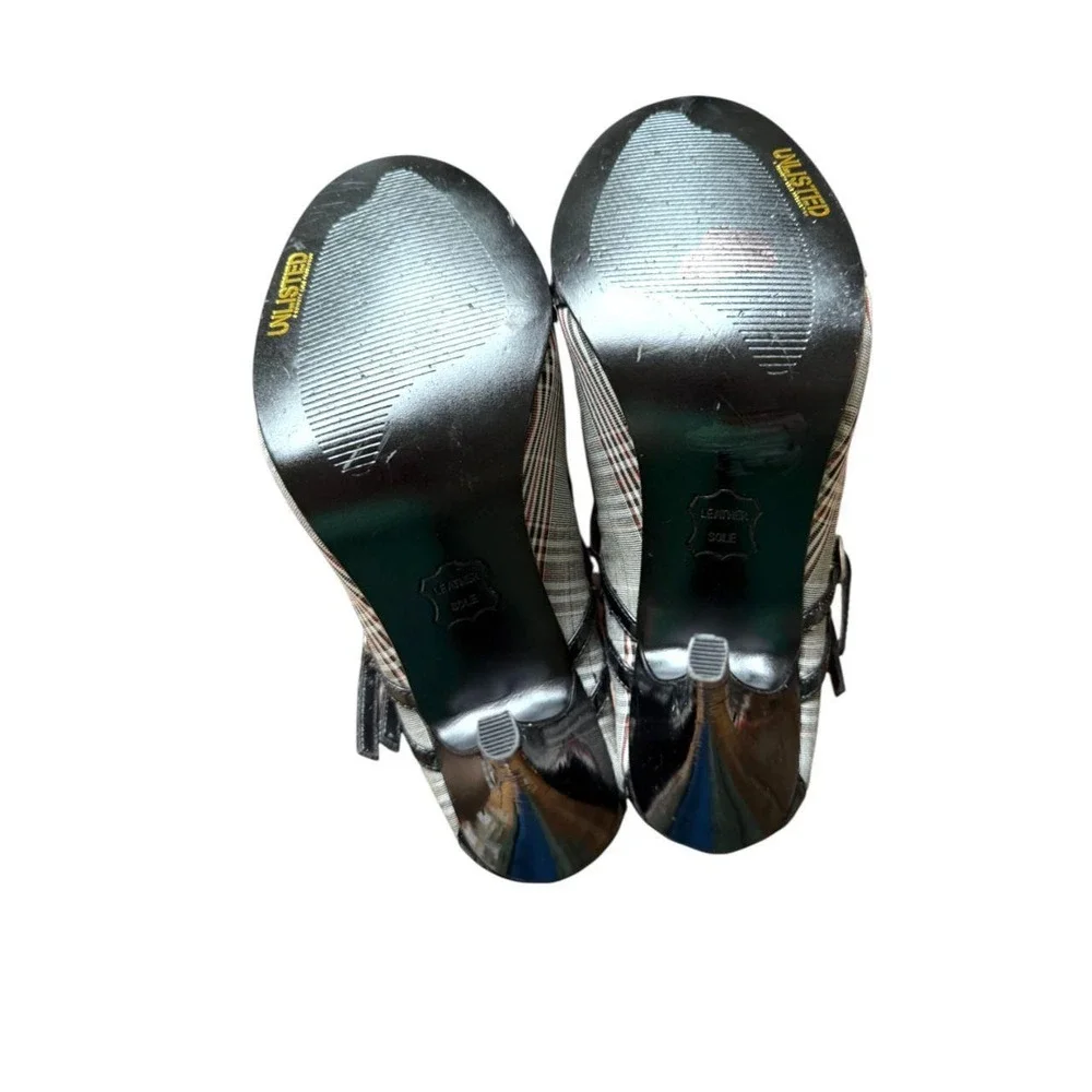 RARE Y2K UNLISTED KENNETH COLE PLAID MARY JANE HEELS SZ 9